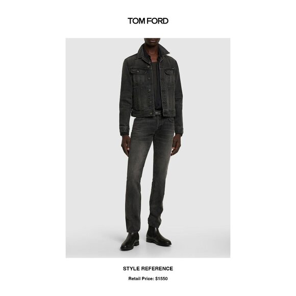 TOM FORD Icon Denim Trucker Jacket Faded Grey Size M - Picture 2 of 16